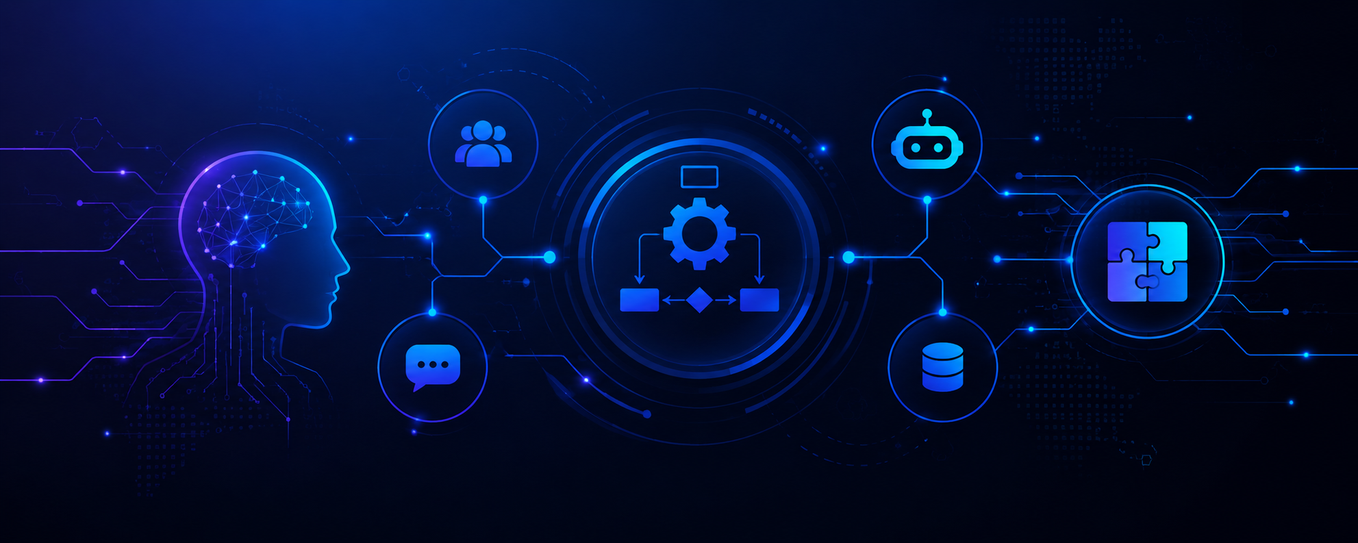 AI-driven automation connecting people, workflows, agents, and systems